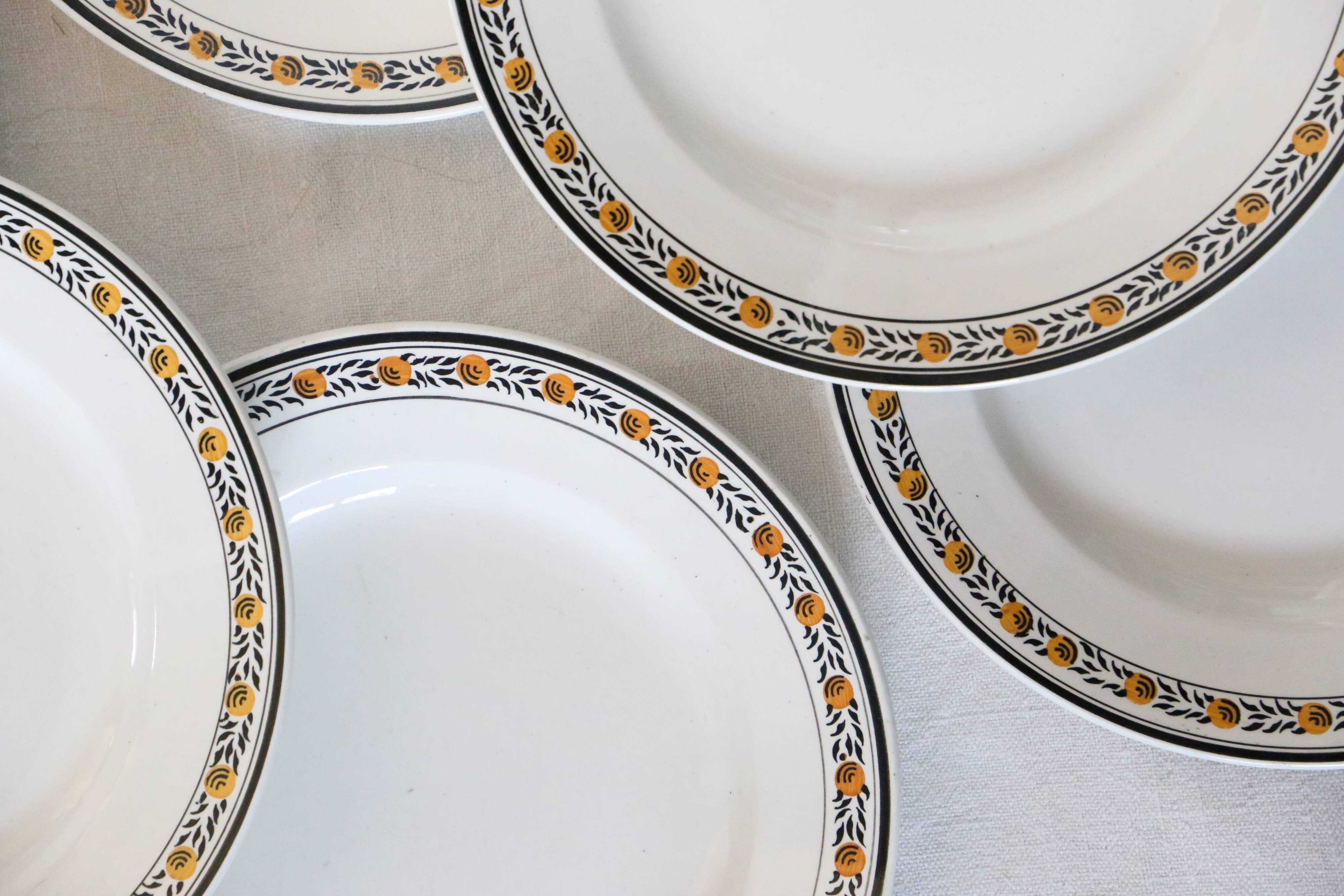 Set of 6 dinner plates, Digoin Sarreguemines, Valence model