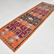 4x12 Kilim Multicolor Rare Size Pattern Kilim Rug, 113x364Cm