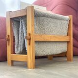 Magazine holders in wood and fabric buckles, 1970