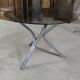 Tripod table in chrome steel and tray in smoked glass circa 1970