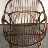 Rattan armchair vintage shell adult 1960