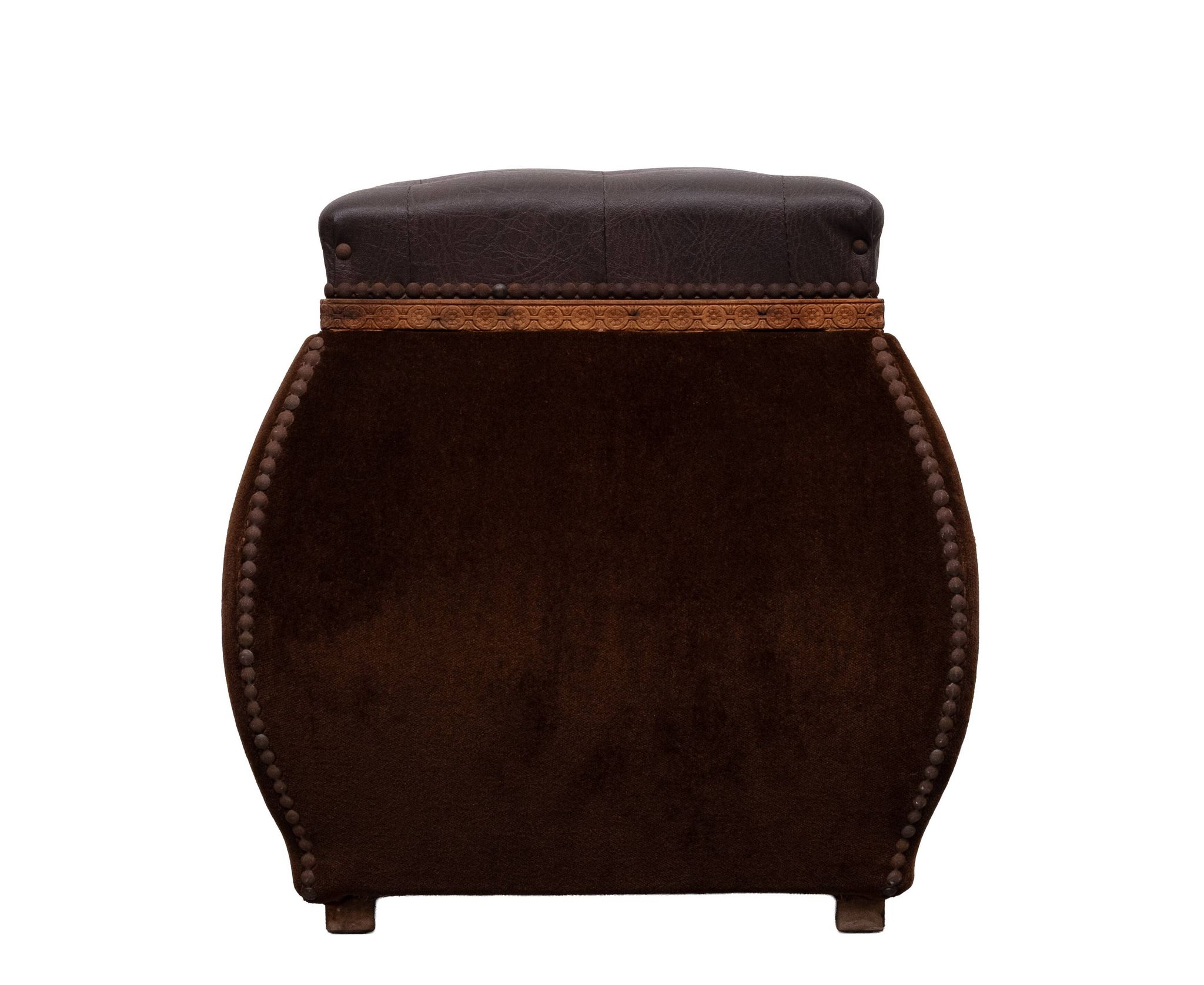 Stunning curved Velvet pouf with storage 1960s France