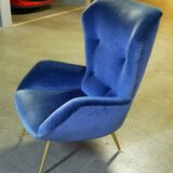 Armchair wingchair shepherdess 50s 60 blue
