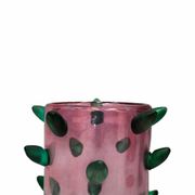 Two Pink and Green Murano Glass Art Deco Vases with Applied Spikes, 80s