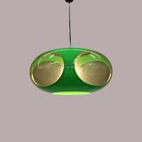 Massive Belgium Space Age UFO Lamp, Green Mid-Century Modern Lighting