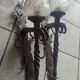 Pair of steel and glass torchieres circa 1950