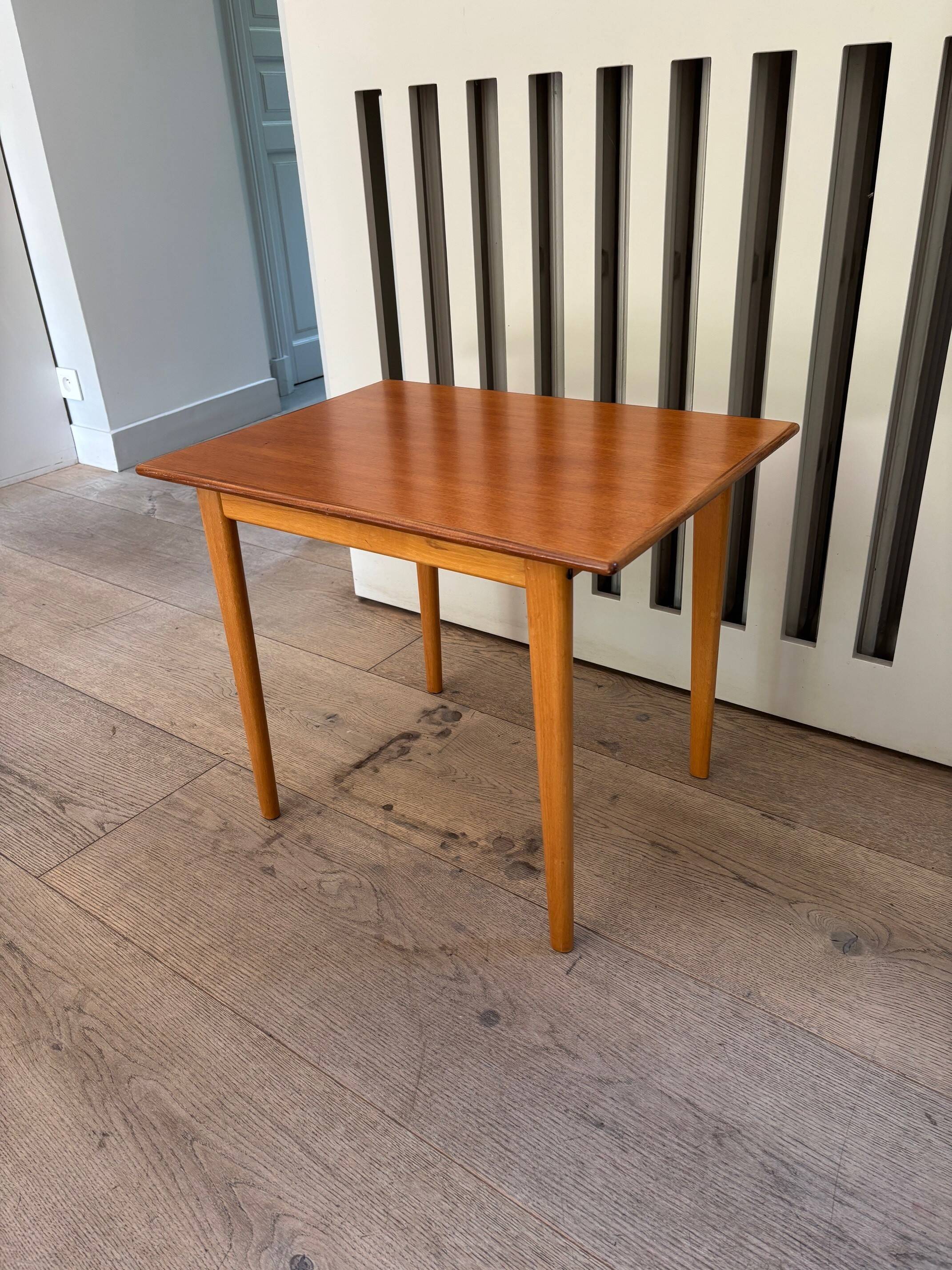 Small teak and beech table - Sweden 1970s
