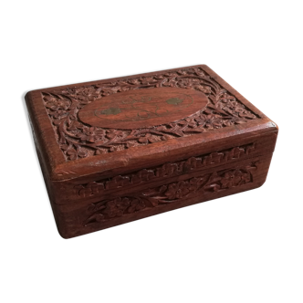 Carved wooden box