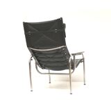 2x Vintage black leather armchair by Strässle HE1106 designed by Hans Eichenberger