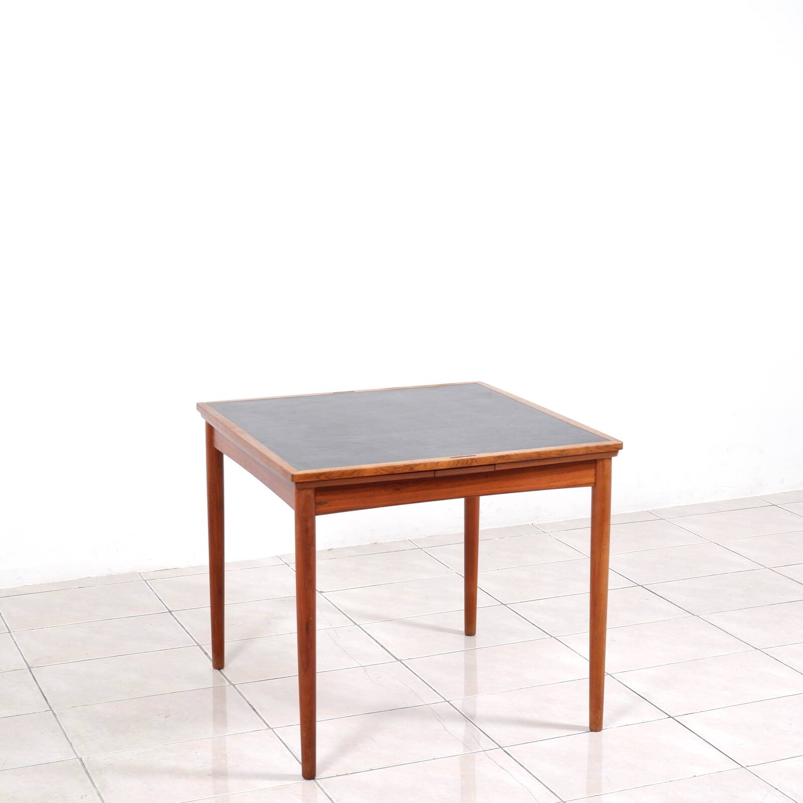Rosewood / leather dining / gaming table by Poul Hundevad