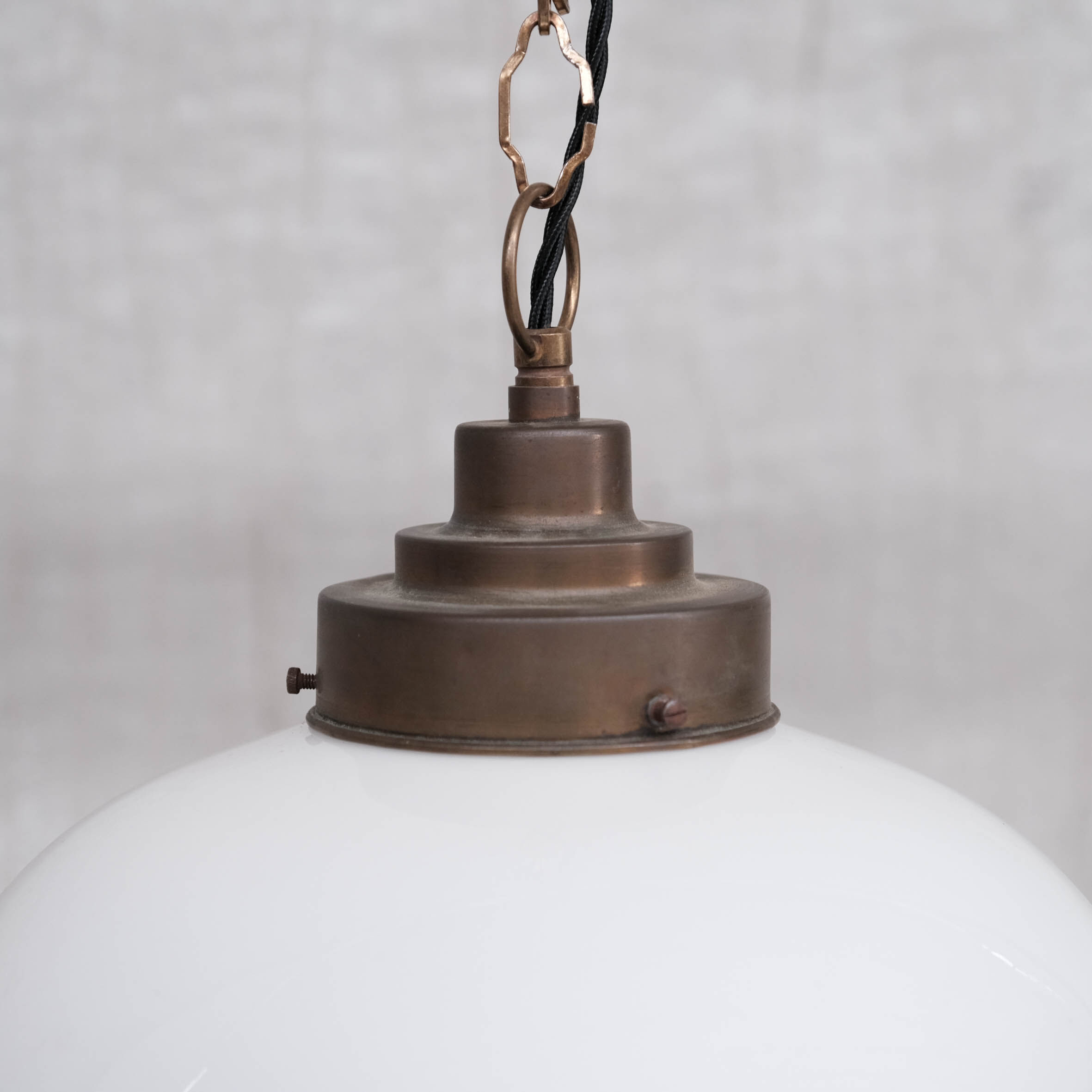 Opaline and brass mid-century pendant light