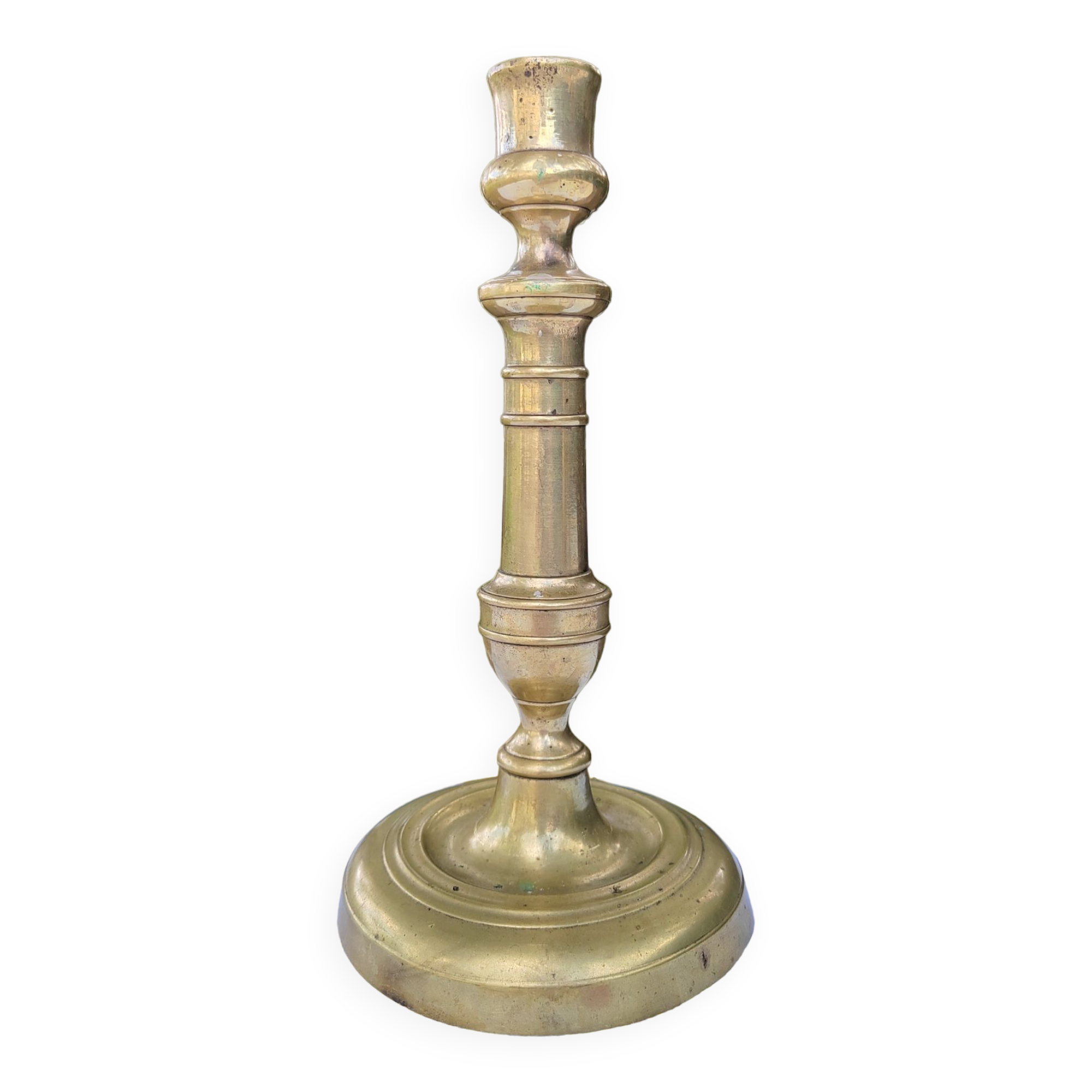 Golden brass candle holder