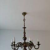 6-branch gilded bronze chandelier