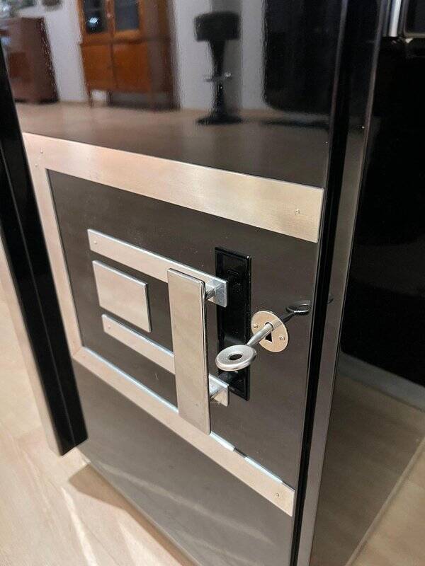 Art Deco Desk in Black Lacquer, Walnut & Metal, France, 1930s-1940s