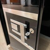 Art Deco Desk in Black Lacquer, Walnut & Metal, France, 1930s-1940s