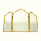 Vintage Triptych Mirror Gold Leaf Gilded Hollywood Regency 86cm