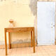 Table in beech wood slab Italy 50s