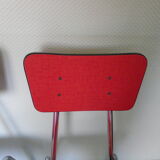 Table in red formica, 4 roc chairs, 2 extension cords, 2 drawers 60