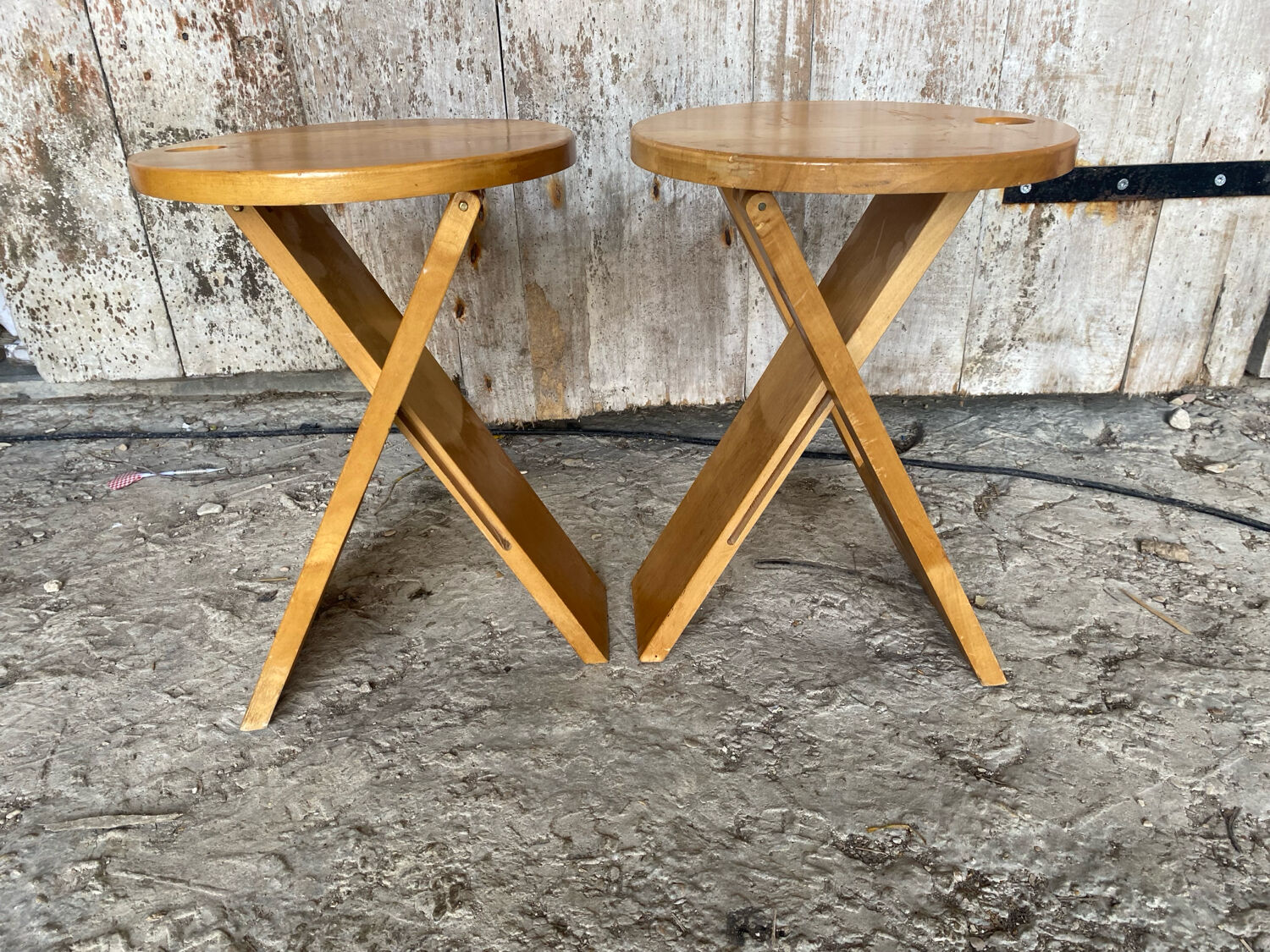 Pair of Folding Stools SUZY Design Adrian Reed Style Roger Tallon Bo
