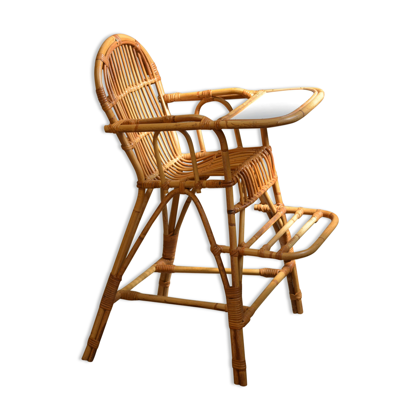 Vintage rattan high chair
