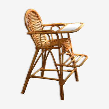 Vintage rattan high chair