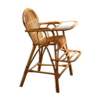 Chaise haute en rotin vintage