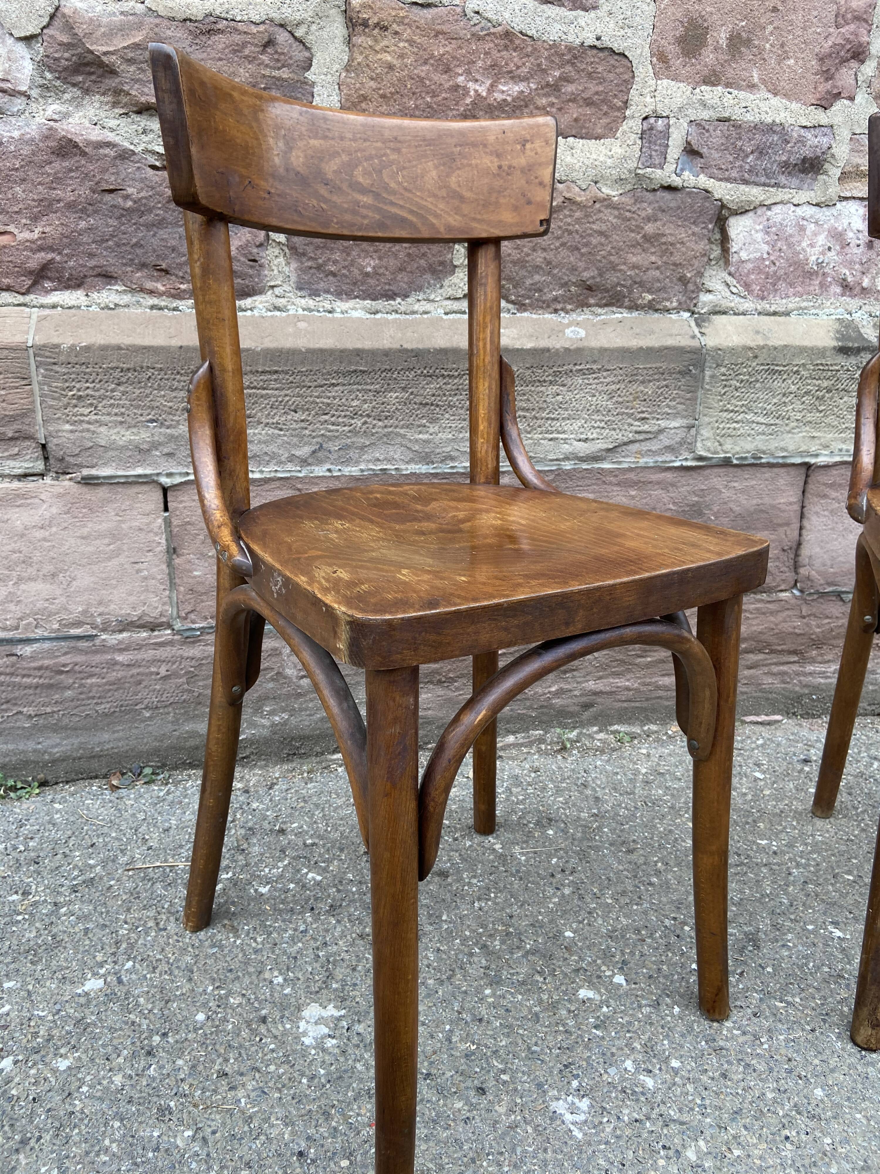 2 Chairs bistro curved wooden Baumann French bistro chair