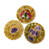 Set of 3 plates of Sarreguemines in slip, fruit motif