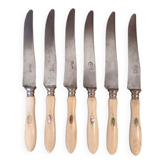 6 ivory and mother-of-pearl handle knives