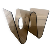 Smoked Plexiglas magazine rack by Michel Dumas
