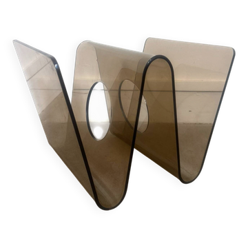 Smoked Plexiglas magazine rack by Michel Dumas