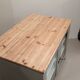 Glass sideboard with wooden top