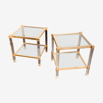 Pair of brass glass tables circa 1970
