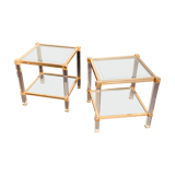 Paire de tables verre laiton circa 1970