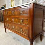 Louis XVI style chest of drawers in mahogany and walnut