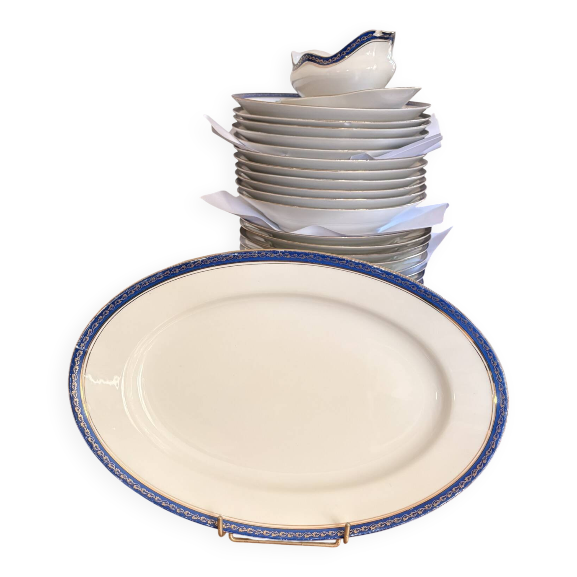 Old Oval Plate 34x23cm Limoges Porcelain Betoule & Legrand