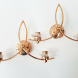 Paire d'appliques vintage 1950 cuivre & verre