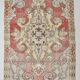 Turkish Red Cream Classic Pattern Vintage Rug, 127x215Cm