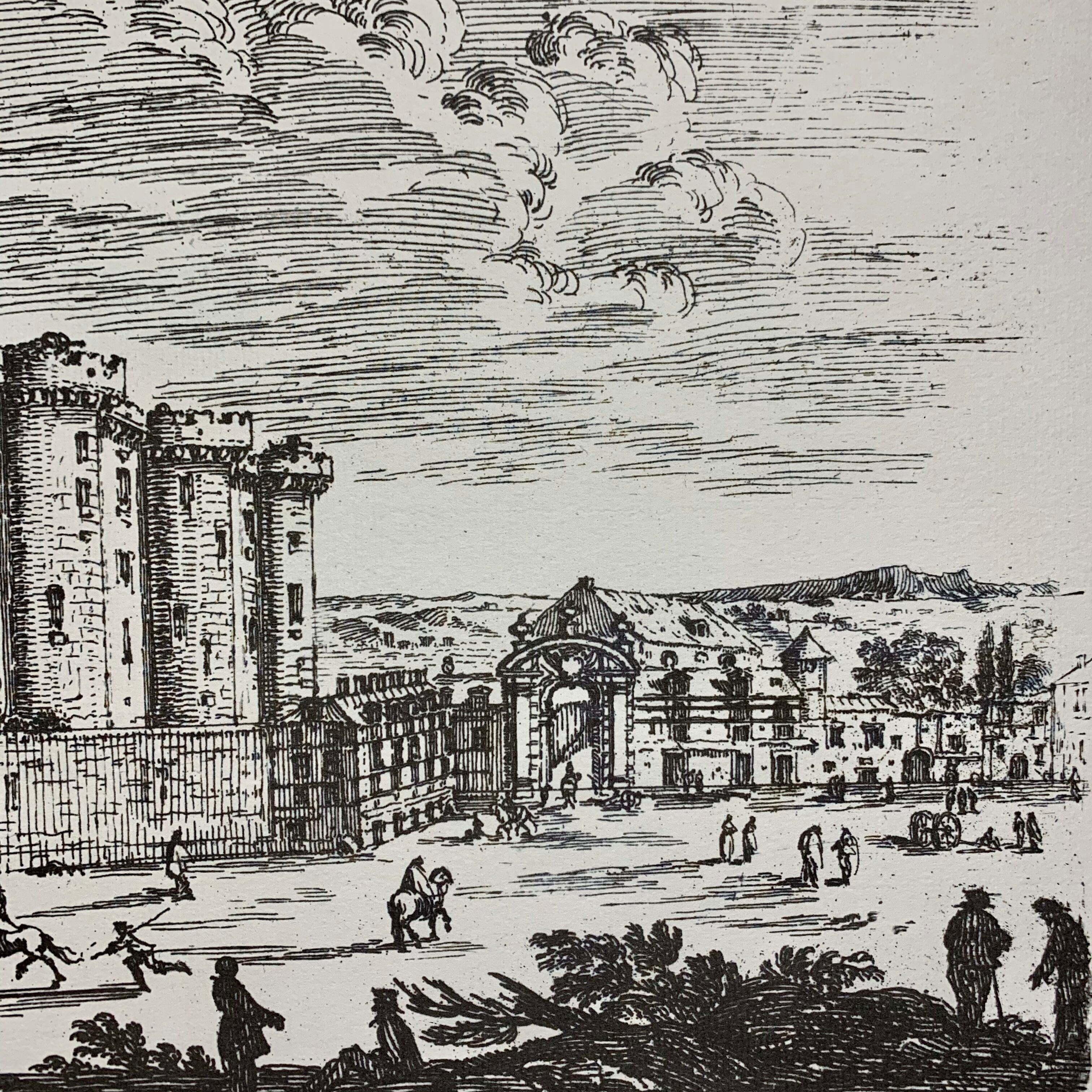 Affiche d'après lithographie d'Israel Silvestre du 18e s  "Ancienne vue du Château de la Bastille"
