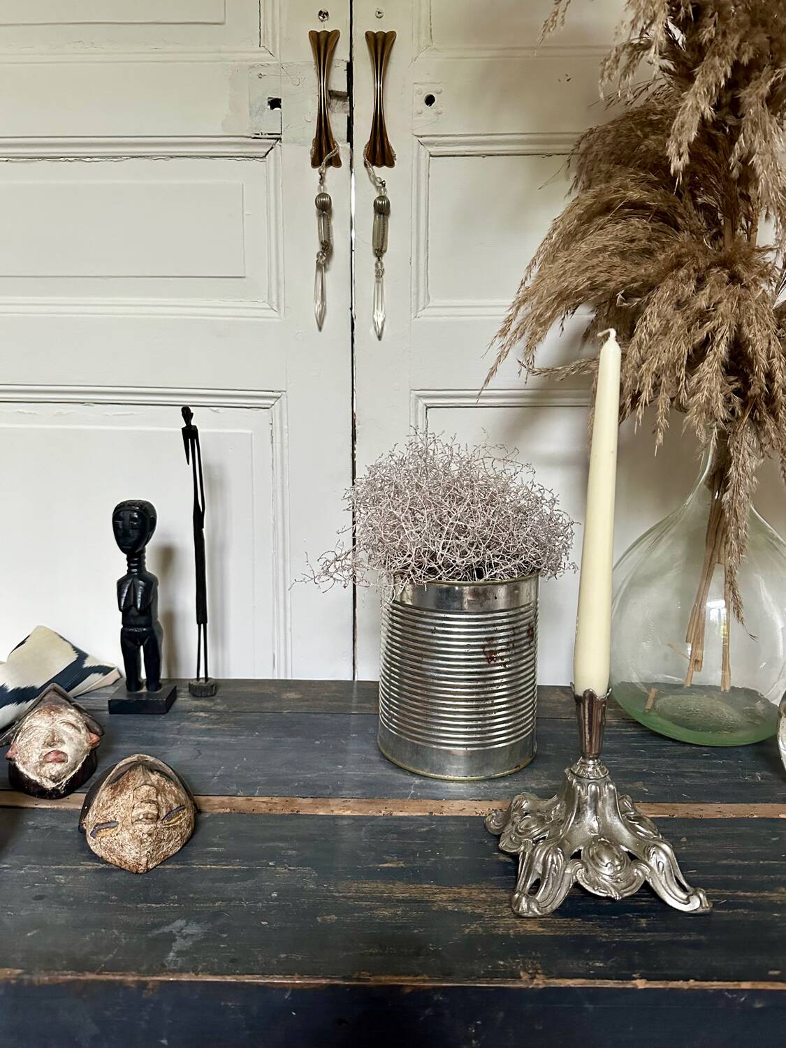 Silver metal candle holder