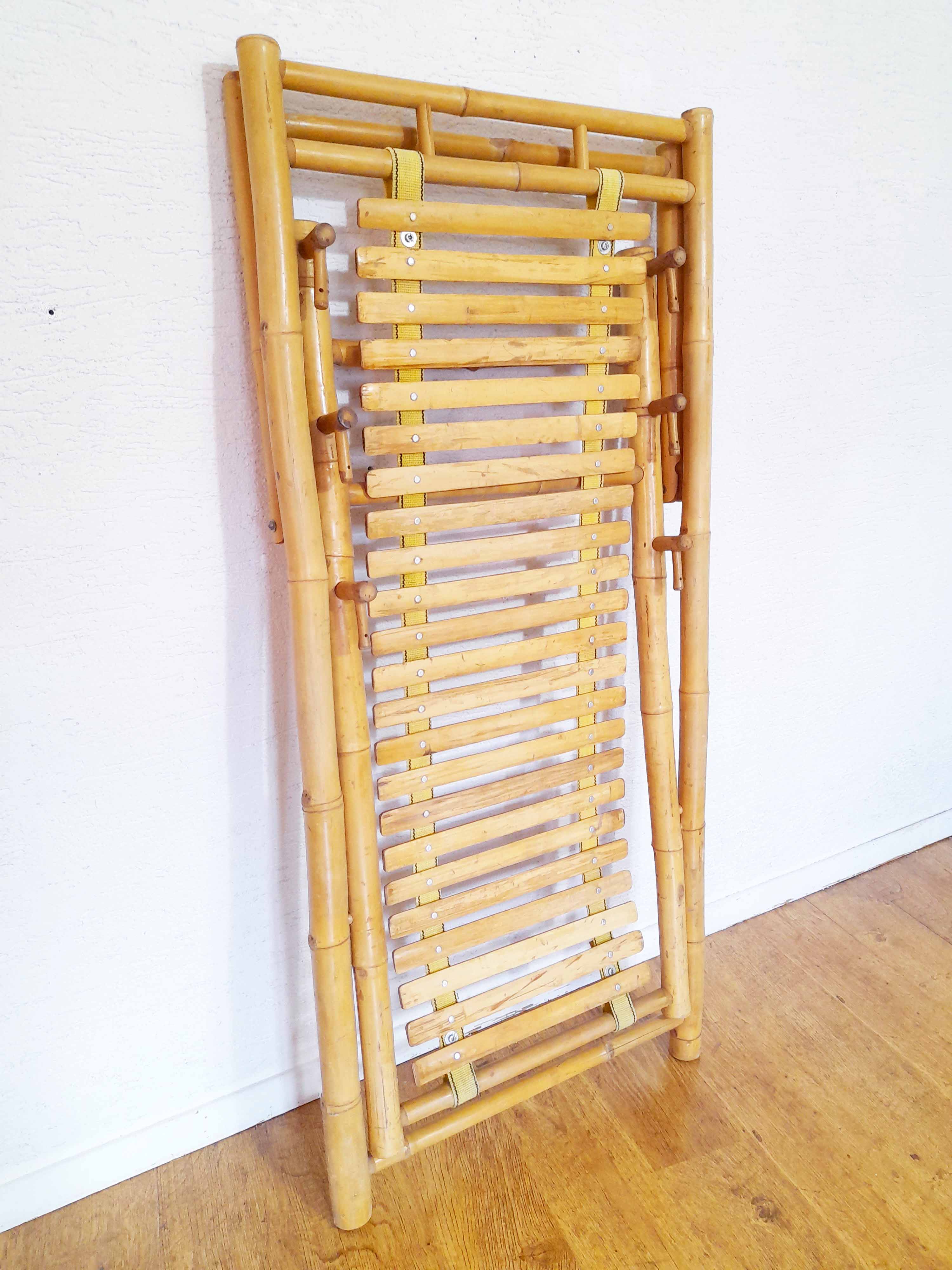 Vintage bamboo deckchair