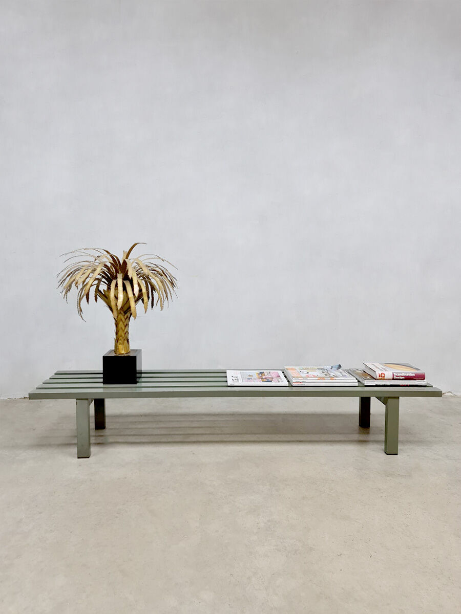 Vintage metal slatted bench 'Meta' Metaform