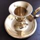 Hand candle holder called "Cave Rat" vintage golden brass