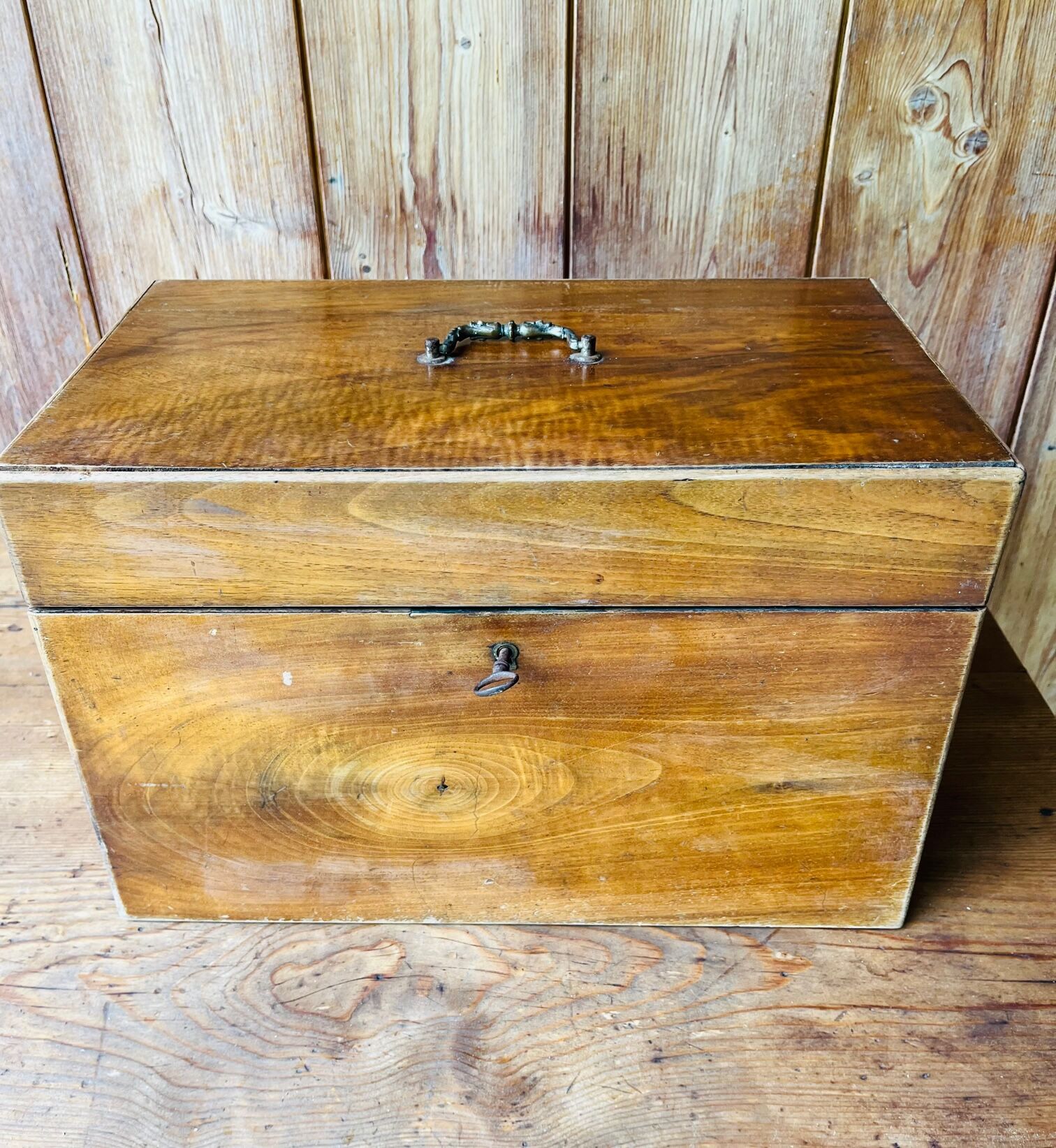 Antique wooden box with compartment