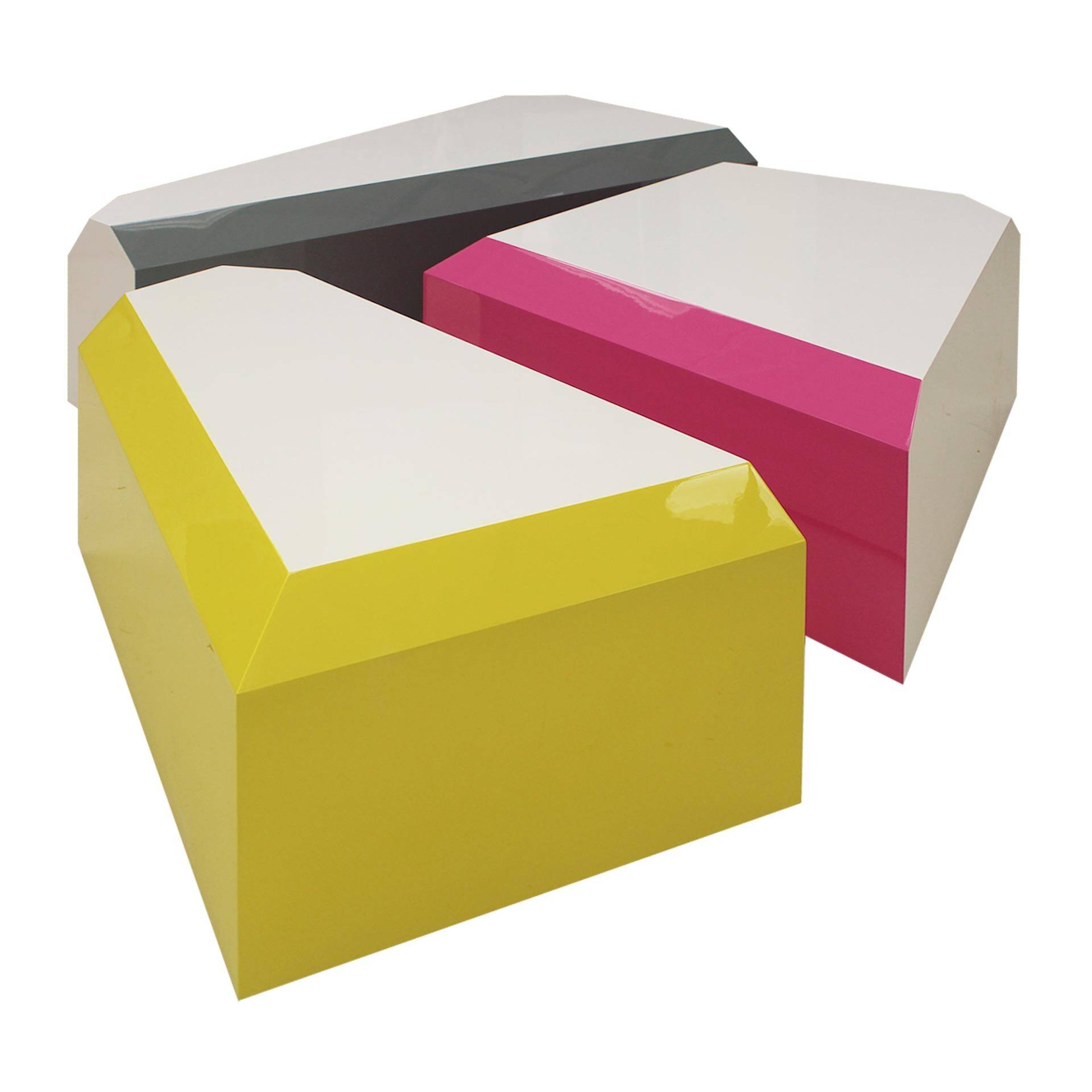 Modular Coffee Table Made In Coloured Lacquered Wood With Gloss FInish