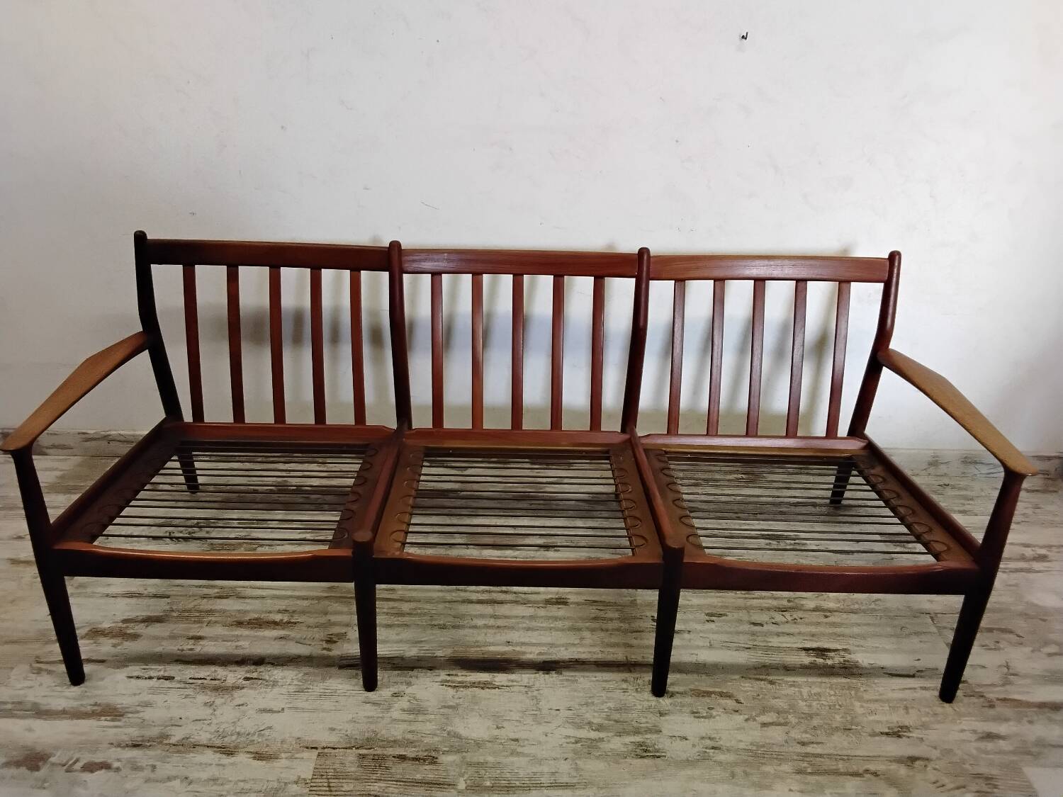 Vintage Scandinavian bench and armchairs for Glostrup 1960