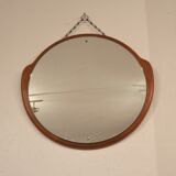 Scandinavian round mirror teak