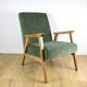 Fauteuil classique en bois clair structurel vert olive