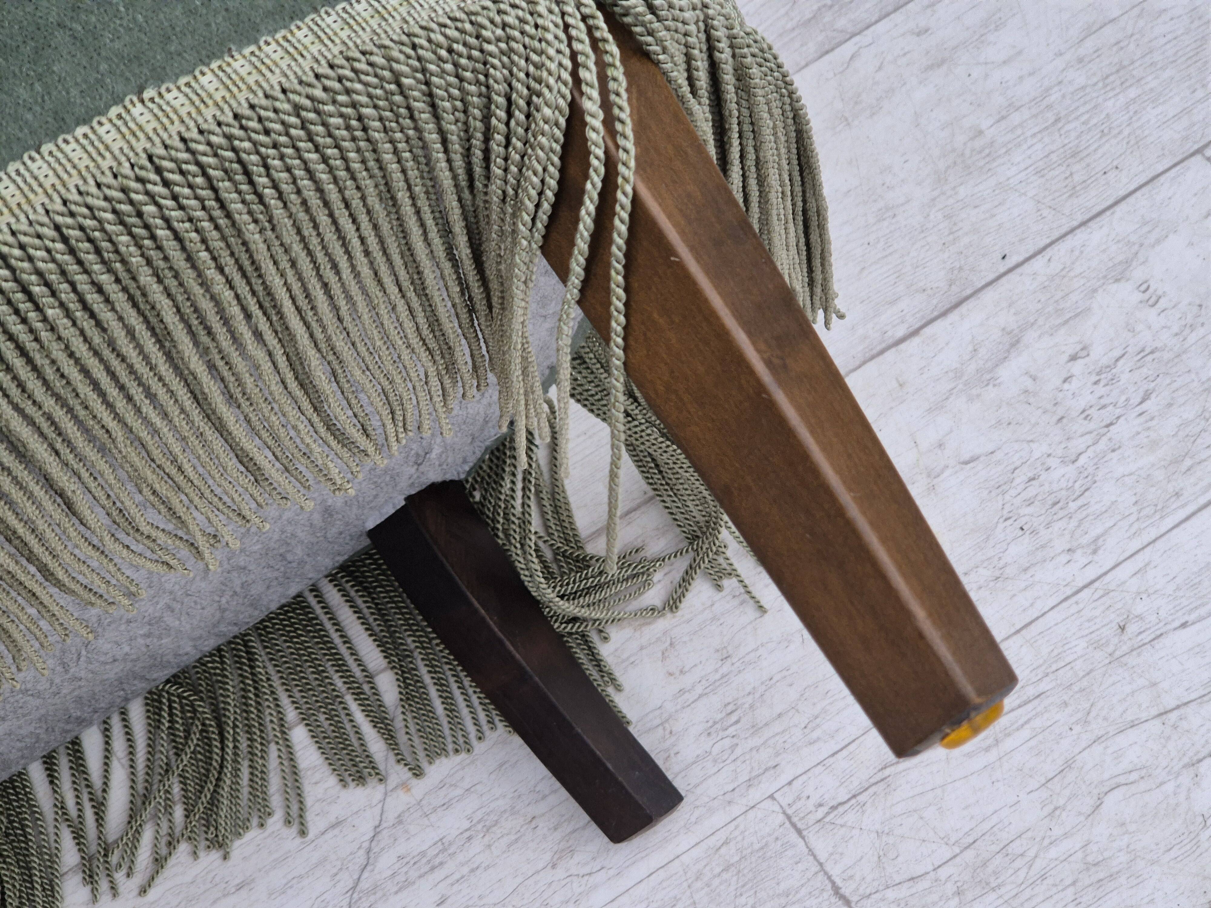 1970s, Danish armchair, original condition, furniture velour, beech wood legs.