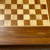 Wooden travel chess set, marquetry board
